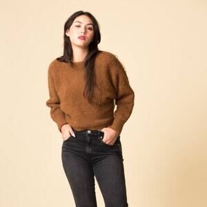 Vince Women’s Cropped Boatneck Sweater in Ginger Brown Size XS